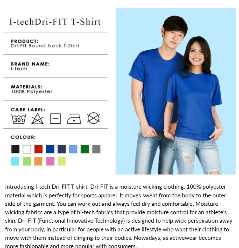 iTech Drifit Plain T-Shirt Dri-fit Shirt for men Drifit Shirt