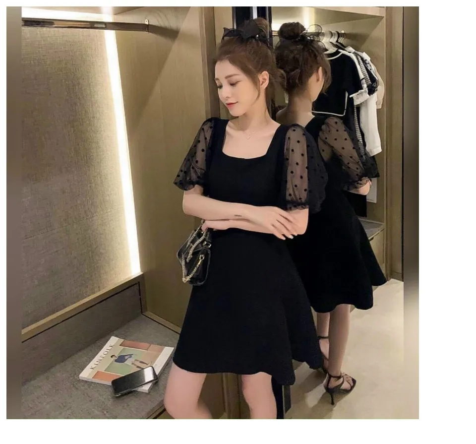 Váy đầm nữ dáng xòe dây ngực buộc dây, có 2 màu Đen, Trắng, khóa kéo sau |  Shopee Việt Nam