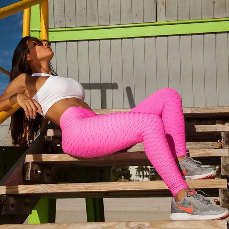 Women Fitness Yoga Leggings Elastic Yoga Pants High Waist Push Up Workout  Gym