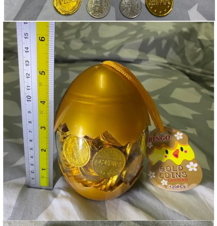 Lucky Gold Coins Yummy Chocolate 120 pieces in an egg jar ideal