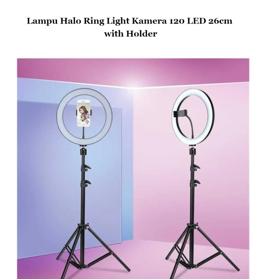 Lampu Halo Ring Light Kamera 120 LED 26cm with Holder Holder Hp