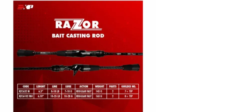 EXP RAZOR ROD Carbon Fiber 2PCS Fishing Rod Medium Light M Medium Heavy  Bait Casting BC Spinning 6 7 Joran Pancing 30T