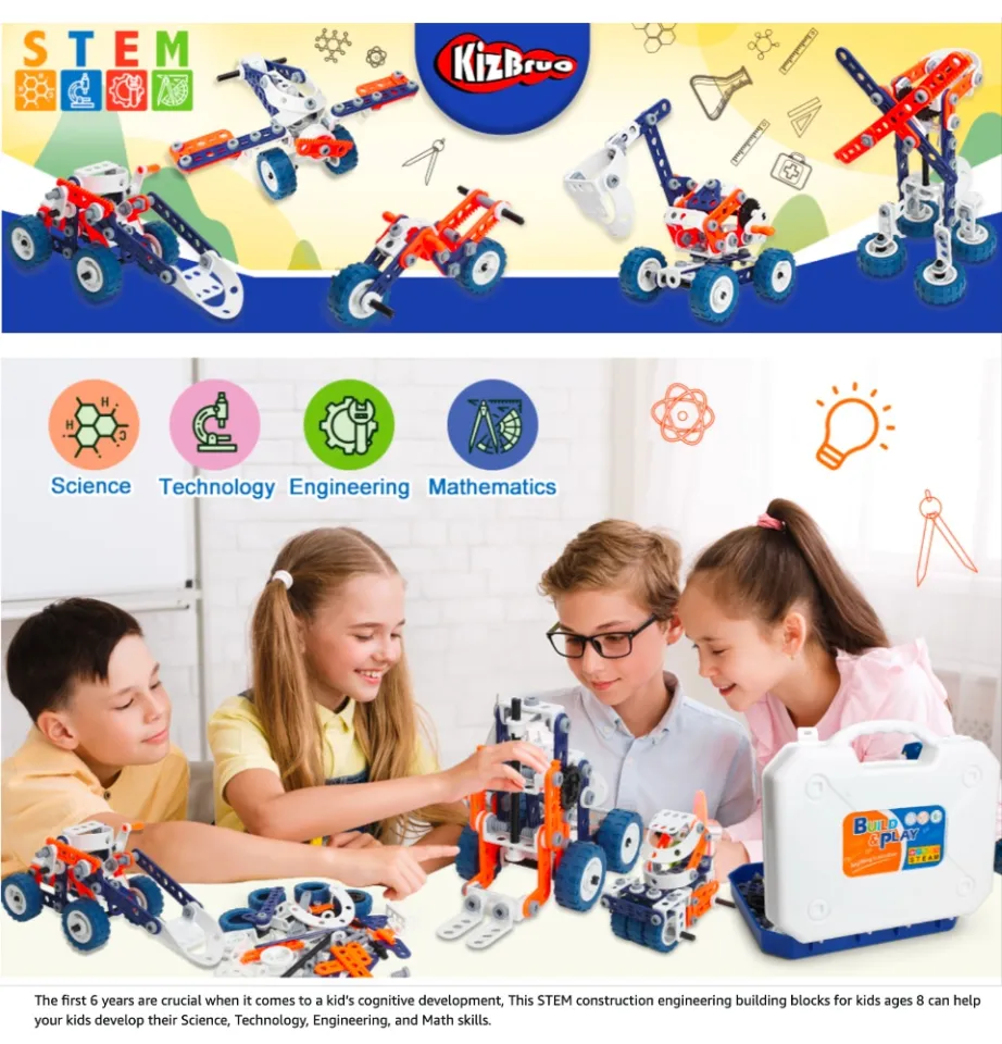 KizBruo Building Toys for Kids, Erector Set for Boys 6-8, 152pcs DIY 12 in 1 Stem Toys for 6 7 8 9 Year Old Boy, Educational Constructio