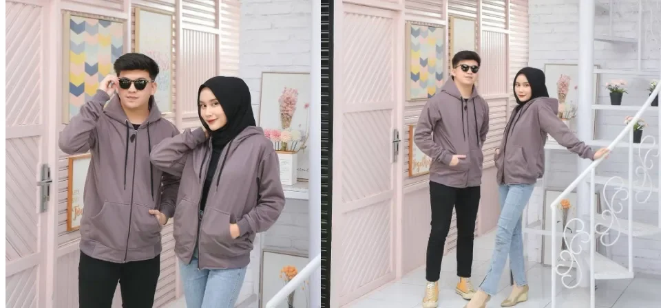 Jaket hoodie cheap couple polos