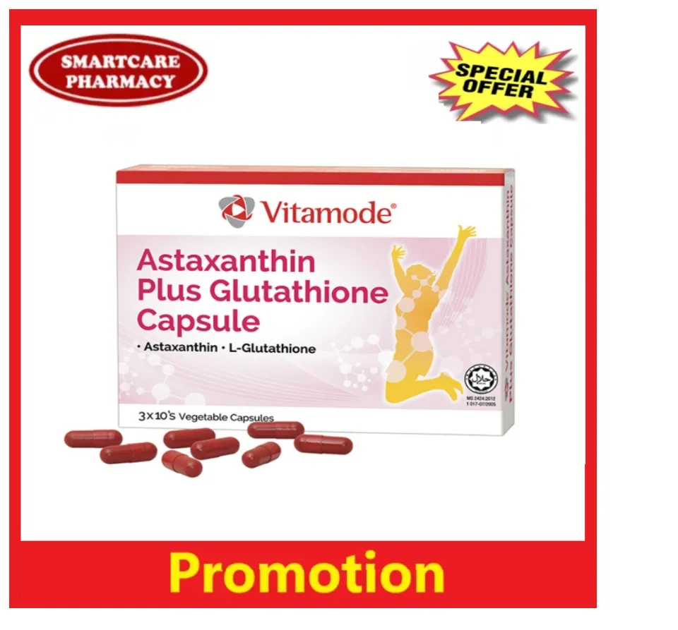 Vitamode Astaxanthin Plus Glutathione Capsule - 3 x 10s vegetable capsules  - Lazada | Lazada