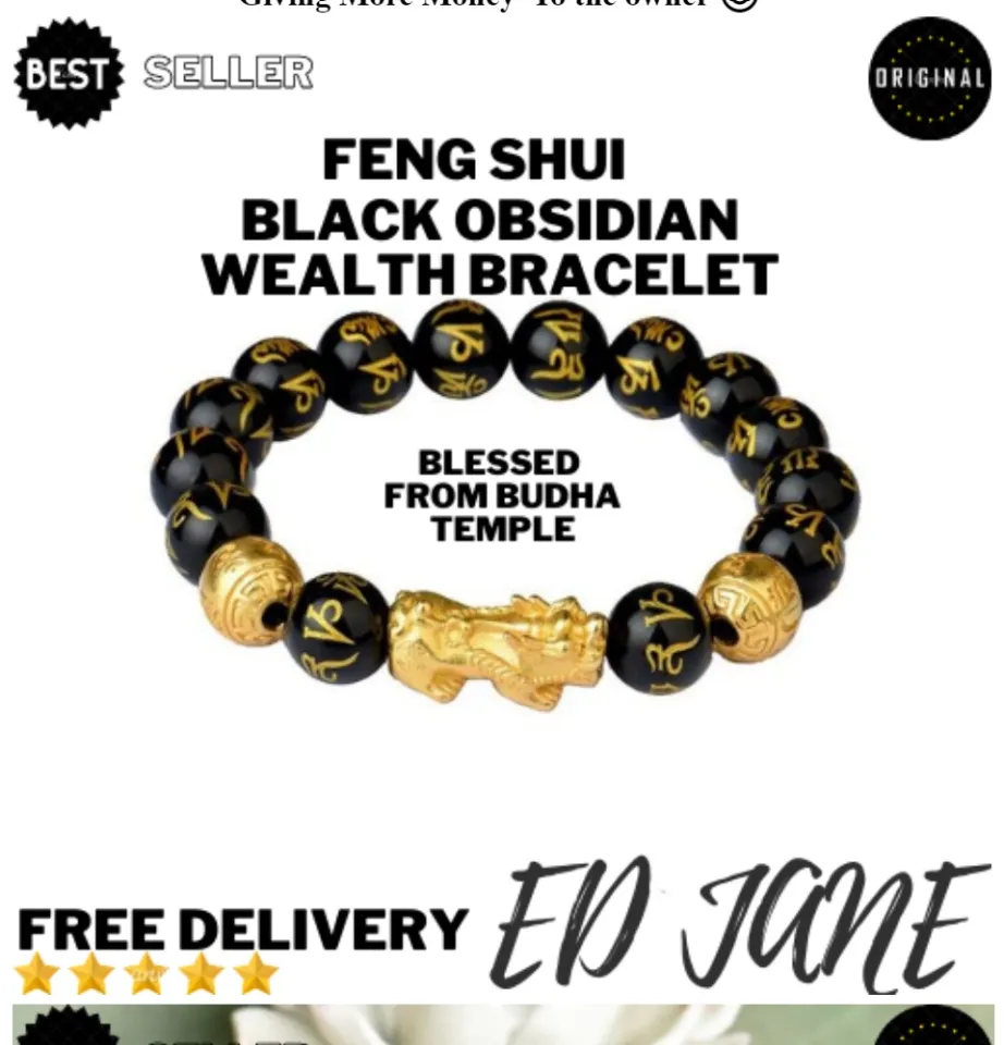 Black obsidian deals buddha bracelet