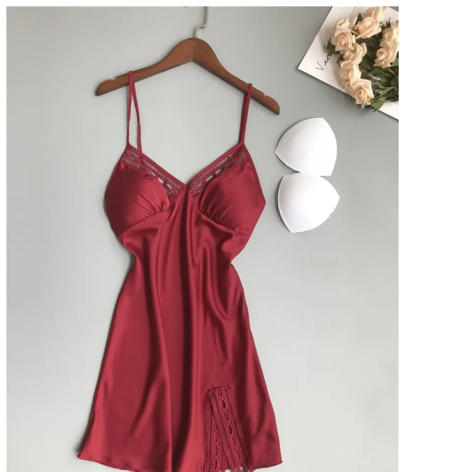 Mua Váy ngủ nữ, váy 2 dây lụa VILADY - V128 dáng suông màu đỏ đô chất liệu  lụa Pháp cao cấp - XL tại VILADY OFFICIAL | Tiki