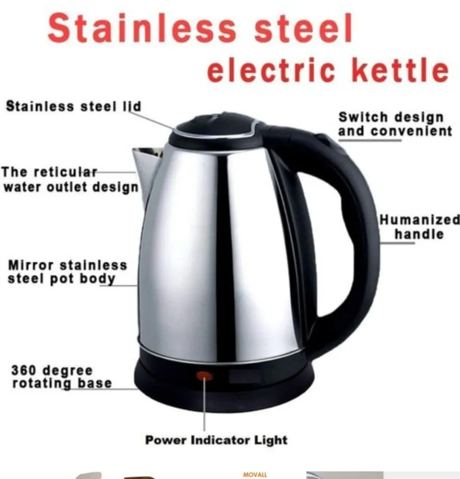 ORIGINAL Electric Kettle Water Heater Stainless Steel Fast Quick Boil Water  HIGH QUALITY Easy to Use and Carry/ 2L Capacity Scarlett Stainless Steel