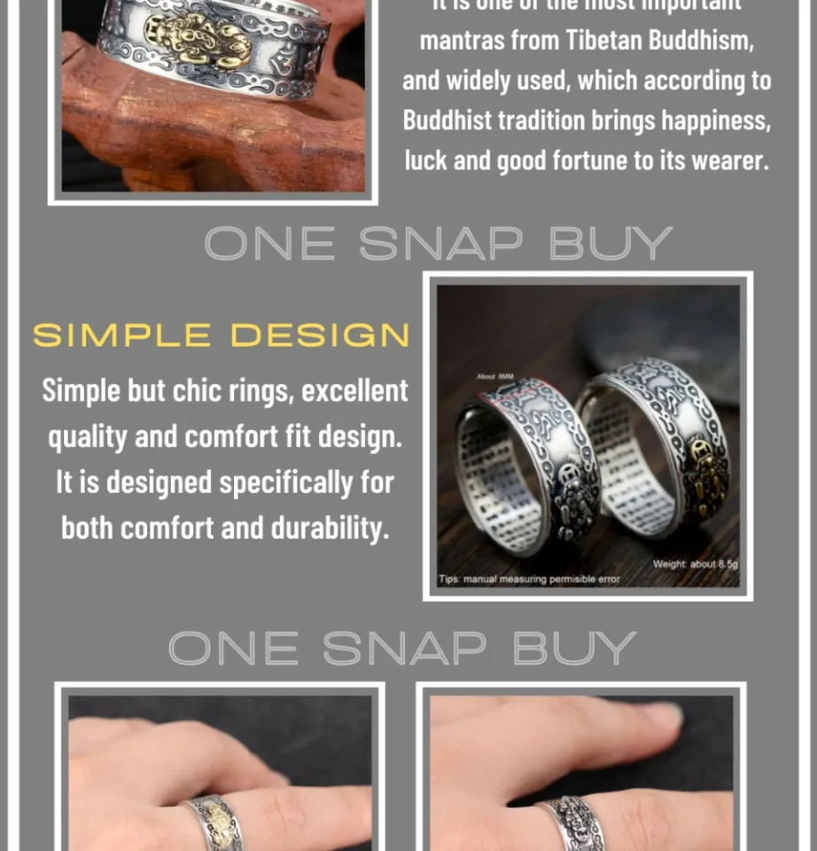 Buddha & Karma Feng Shui Pi Xiu Ring - Adjustable Wealth & Protection Jewelry | Stainless Steel Lucky Charm