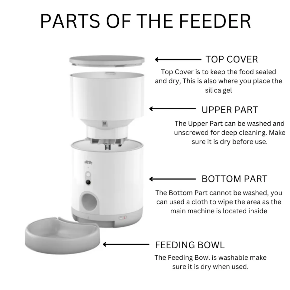 CrabTek Automatic Pet Feeder with Wide Angle Camera 2 way Audio Video Feature Cat Feeder Dog Feeder App Controlled Google Assistant Siri Meal Time Schedule FDW050 Lazada PH