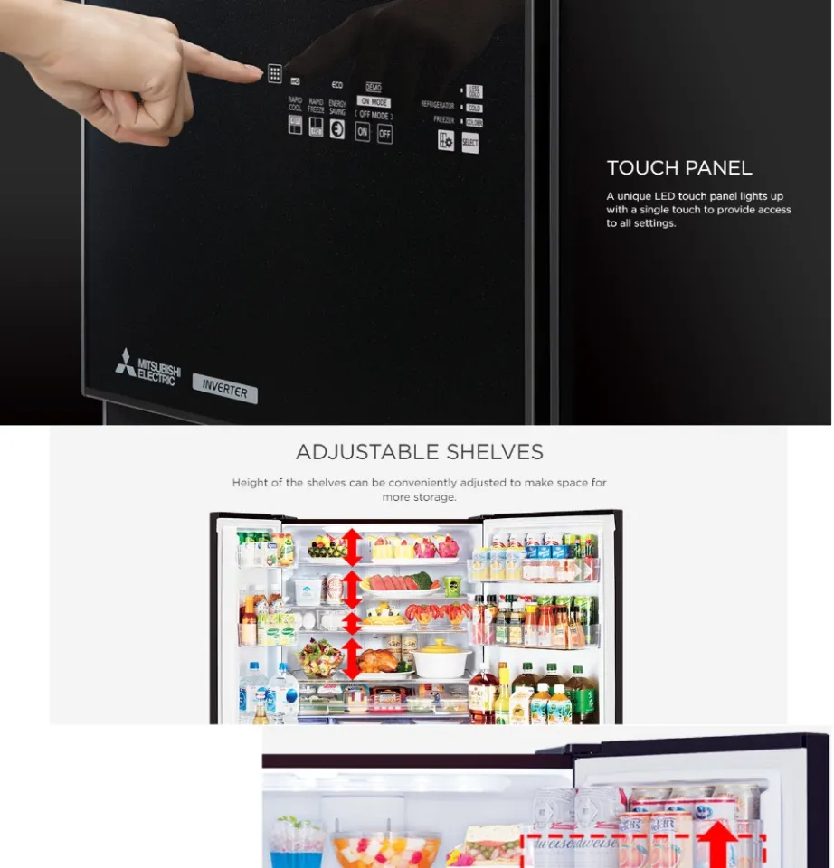 MITSUBISHI MR-WX52F 417L GLASS BROWN/GLASS BEIGE 6 DOOR