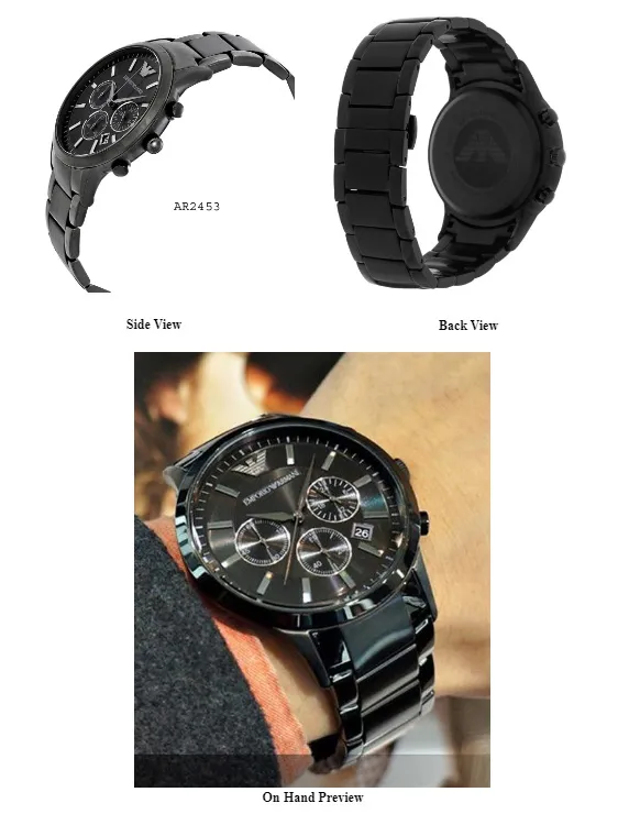 Authentic Emporio Armani Mens Chronograph Black Ion-Pleated Watch