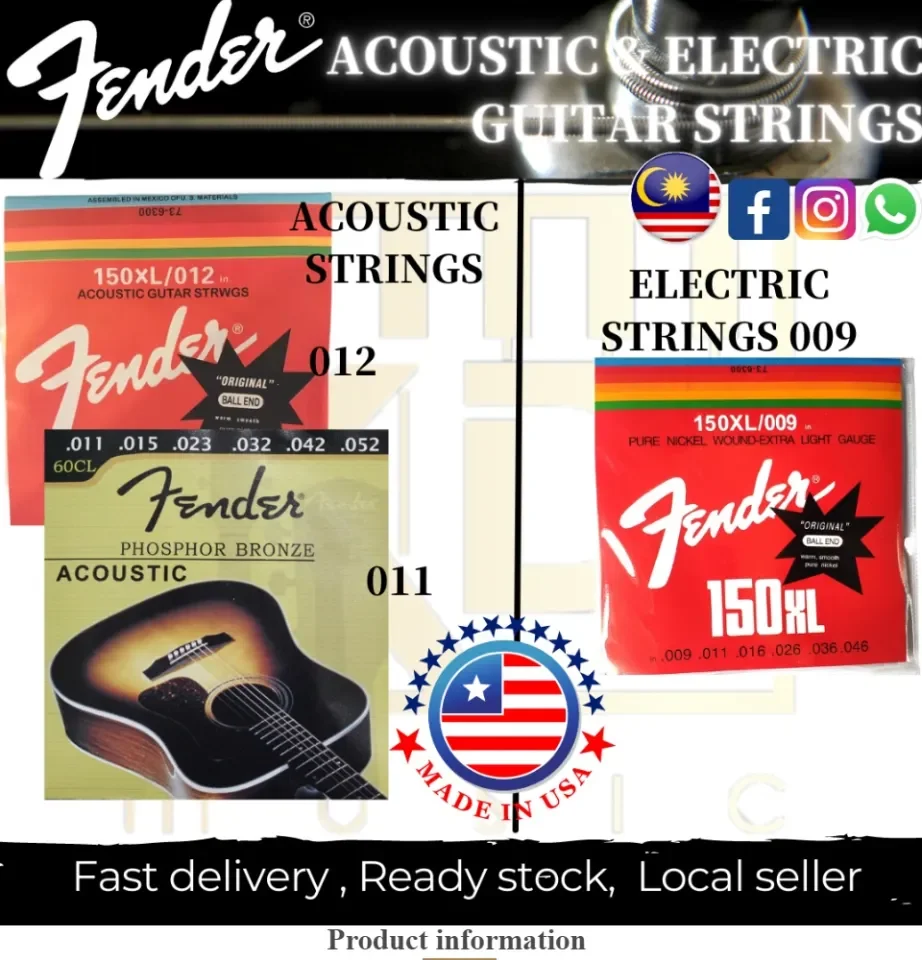 MADE IN USA FENDER ACOUSTIC ELECTRIC GUITAR STRINGS 150XL