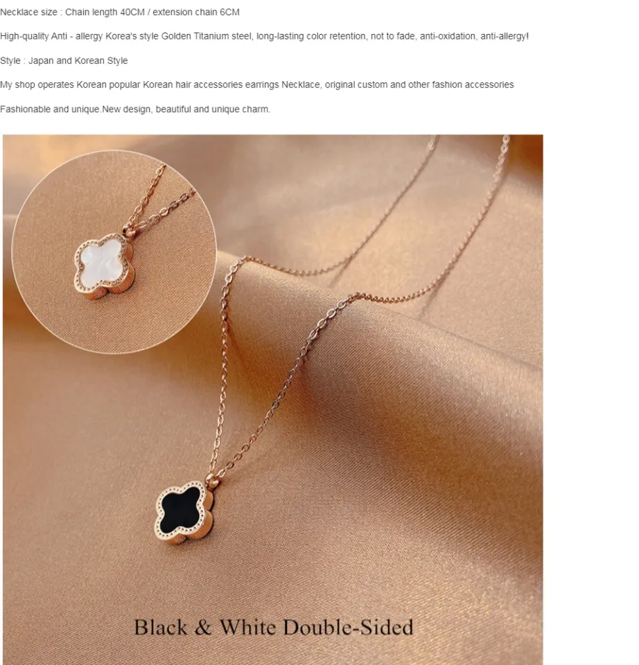 AURORA Korea Titanium Steel Rose Gold Fashion Black White Double