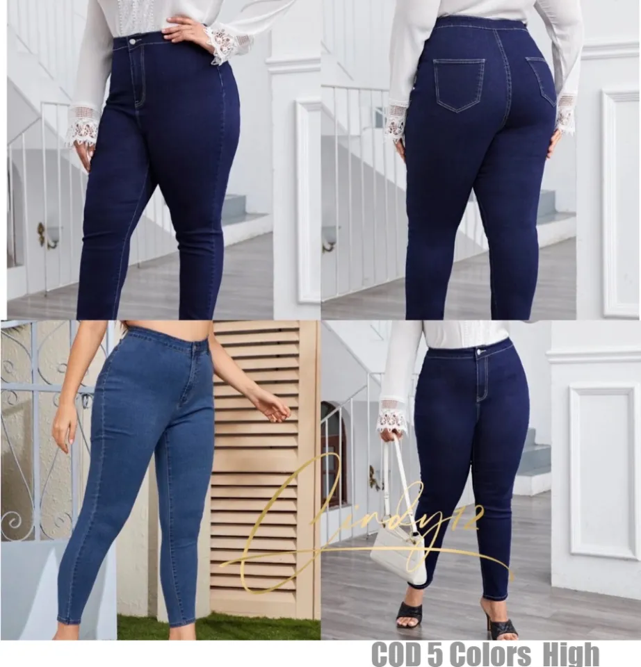 COD 5 Colors High Waist Stretchable Plus Size Skinny Jeans For Women Moang  Pants For Women Size:33-37