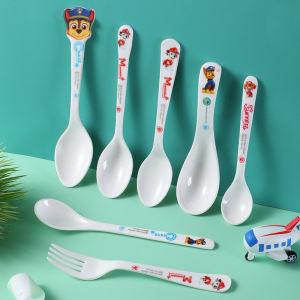 PAW Patrol Children Fork and Spoon Baby Eat Learning Training Spoon Childrens Tableware Long Handle Complementary Food Melamine Meal Spoon