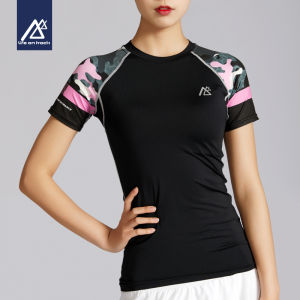 Womens Yoga Sportswear Short Sleeve Compression T-Shirt Quick Dry Spring Summer Fitness Running Training Clothes Life on Track