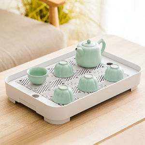 Khay Thoát Nước Hình Chữ Nhật Hai Tầng Bắc Âu Khay Trà Bằng Nhựa Cốc Uống Nước Gia Dụng Cốc Đơn Giản Phong Cách Châu Âu Phòng Khách Khay Thoát Nước