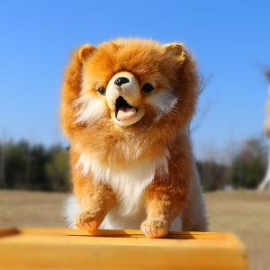 Hansa Imported Artificial Dog Labrador Pomeranian Husky Plush Dog Toy Soothing Figurine Doll