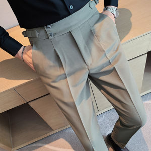 Naples Casual Suit Pants Mens Autumn Drooping High Waist Straight Suit Pants Slim-Fitting Iron-Free Business Suit Pants