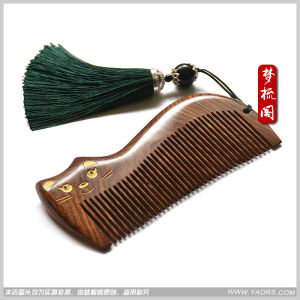 Black Gold Sandalwood Comb Personalized Engraving Birthday Gift for Girlfriend Wife Hair Care Tool Portable Mirror