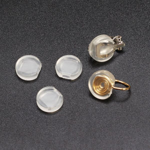 ATMEIG Earclip with Pain Relief Pad in White Silicone Geometric Pattern Freshly Baked Japan and South Korea Style for Women