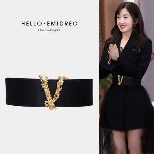 Elegant Black Elastic Waist Belt for Women Fashionable Decorative Wide Belt for Dresses And Coats High-End Feelings New 2025 Model