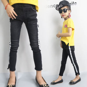 ชุดฤดูใบไม้ผลิสำหรับเด็กผู้หญิงกางเกงขายาวขาเดฟกางเกงยีนส์รัดรูปผ้ายืดสีดำสไตล์เกาหลีสำหรับเด็กกางเกงสำหรับลูกน้อยกางเกงลำลองสำหรับฤดูใบไม้ผลิและฤดูใบไม้ร่วง