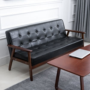 2025 New Style Leather Sofa Simple Design Full Solid Wood Dining Room Bar Chairs Double Seat Straight Row Assembly Required