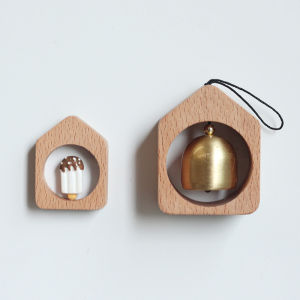 Dopamine Wind Chime for Door Hanging Bell Pendant Pure Copper Bell Entrance Reminder Suction Door Type Wooden Fridge Magnet