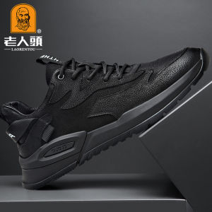Laorentou Full Genuine Leather Soft Bottom Casual Shoes Autumn First Layer Cowhide Sneakers Middle-Aged Father Mens Leather Shoes