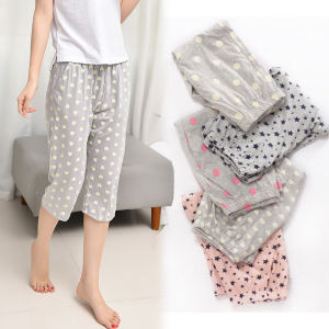 กางเกงนอนผู้หญิงผ้าฝ้ายแท้ทรงหลวมสบายๆ กางเกงขายาวสามส่วนบางๆ สำหรับใส่ในบ้าน กางเกงขายาวสามส่วนสำหรับใส่ในบ้าน ฤดูร้อน 2018