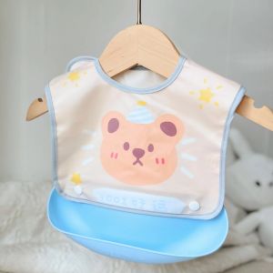 Ins Little Bear Baby Bibs Waterproof Non-Washable Dual Use Feeding Towels for Infants And Toddlers Easy to Wear And Remove