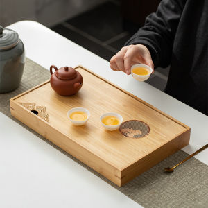 Bamboo Tea Tray Household Water Storage Type Tea Pitcher Small Tea Boat Outdoor Tea Table Small Bamboo Tea Tray Simple Water Storage Tray