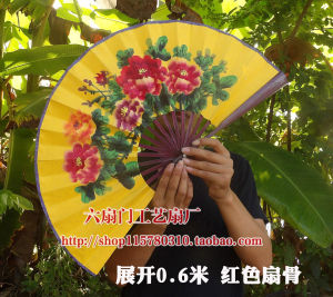 Big Hanging Fan Decorative Fan Chinese Style Decorative Craft Big Folding Fan Paper Fan Photographic Studio Props Fan Hand-Painted Peony