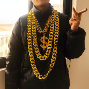 Mens Fashionable Gold-Chained Necklace Realistic Simulation Ring Plastic Popular Web Red Gold Pure Gold Jewelry Doorais/Tauris