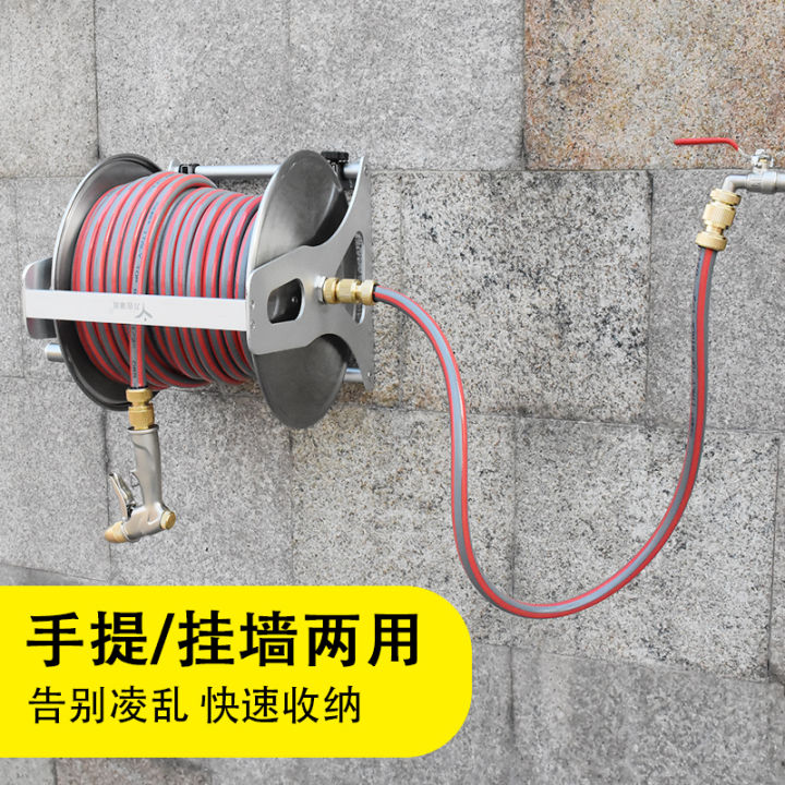 Stainless Steel Garden Hose Reel Holder Wall Mounted Storage Rack for Home Flower Watering Soft Tube Management Garden Tools