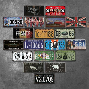 American Retro License Plate Iron Skin Painting Industrial Style Wall Wall Hanging Creative Restaurant Internet Coffee Bar Wall Decoration