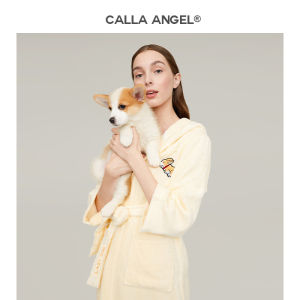 ชุดนอนผ้าขนหนูผ้าฝ้ายแท้สำหรับผู้ชายและผู้หญิง CallaAngel อบอุ่น แห้งเร็ว แขนยาว คอตตอนทอแบบยาว ฤดูใบไม้ร่วง/ฤดูหนาว