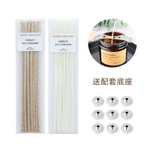 ไส้เทียนแบบขี้ผึ้งสำหรับใช้ในบ้านมีกลิ่นไส้เทียนทำด้วยมือ DIY ไส้เทียนไร้ควันรักษาสิ่งแวดล้อมสายดอกไม้ผ้าฝ้ายแท้พร้อมไส้ตะเกียง