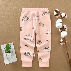 Baby Flat Waist High Waist Pants Pure Cotton Single Spring and Autumn Pajama Pants Boys and Girls Cotton Pants Warm-keeping Pants Baby Long Johns Bottoming