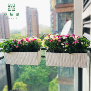 ลานกลางแจ้งระเบียงแขวนเตียงดอกไม้สี่เหลี่ยมขนาดใหญ่ติดผนังกระถางดอกไม้ดูดซับน้ําข้อเสนอพิเศษ