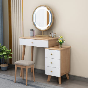 Solid Wood Dressing Table Bedroom Modern Minimalist Makeup Cabinet Integrated Dresser Small Apartment Home Internet Celebrity Makeup Table