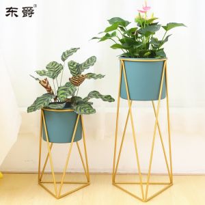 Nordic Style Iron Art Floor Standing Plant Stand Living Room Decorative Potted Plant Rack Balcony Green Ivy Storage Shelf