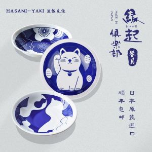 Hasami Roast Kitten Plate Japanese Imported Childrens Tableware Combination Set Cartoon Ceramic Plate Japanese Dish Cute