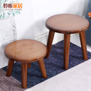 Economic round Wooden Stool Small Chair Home Use Low Tableside Simple Modern Design Bamboo Material Adult Footrest Stool