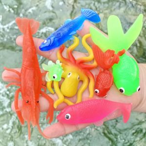Soft Rubber Simulation Small Goldfish River Shrimp Octopus Crab Turtle Kindergarten Kids Toy Static Marine Animal Model