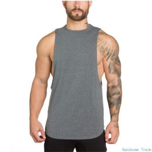 Men Vest Fitness Man Gym Tanktop Men S Low Fork Vest Workout Sleeveless Cotton Shirts