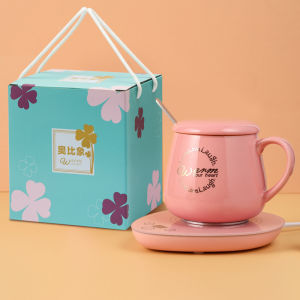 Smart 55 Degrees Constant Temperature Coaster Warm Cup Gift Set Ceramic Cup Flat Cup Heated Multifunctional Coaster