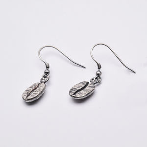 Arkipelagus Blessing Series 925 Sterling Silver Coffee Bean Earrings French Style Ear Hook Ear Stud Handmade Silver Earrings for Girlfriend